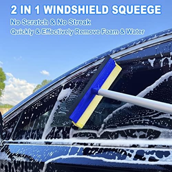 62'' Car Wash Brush Kit Mitt Mop Sponge with Long Handle, 1 Chenille - Image 3