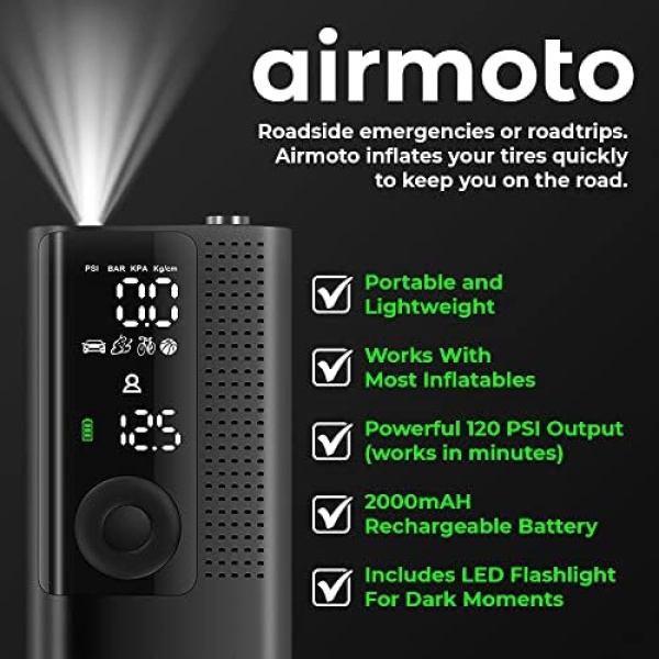 Airmoto Tire Inflator Portable Air Compressor/Pump for Car Tires w/Digital Tire - Image 9