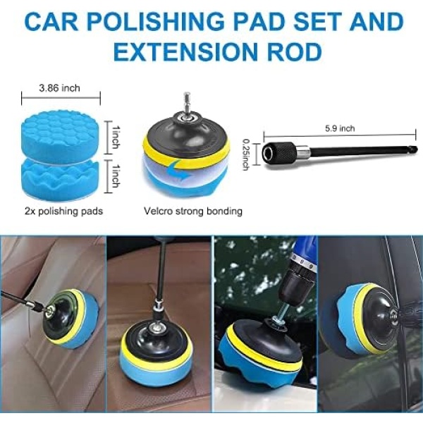 24PCS Car Detailing Brush Kit, YICOE Car Cleaning Kits with Auto Detailing Drill - Image 4