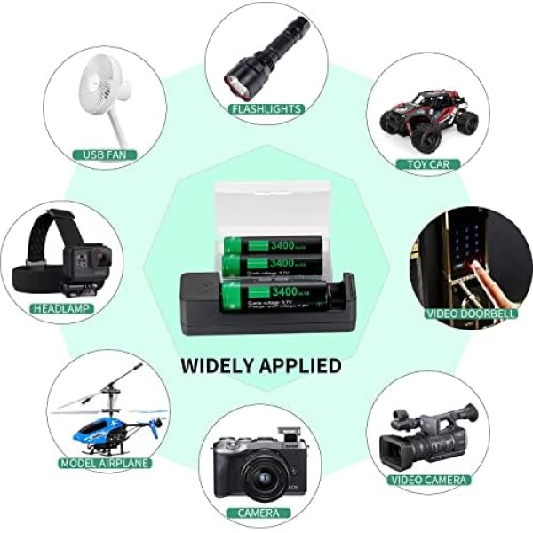 18650 Battery Charger Set, 3.7V Rechargeable Flat-top Battery for Flashlights - Image 2