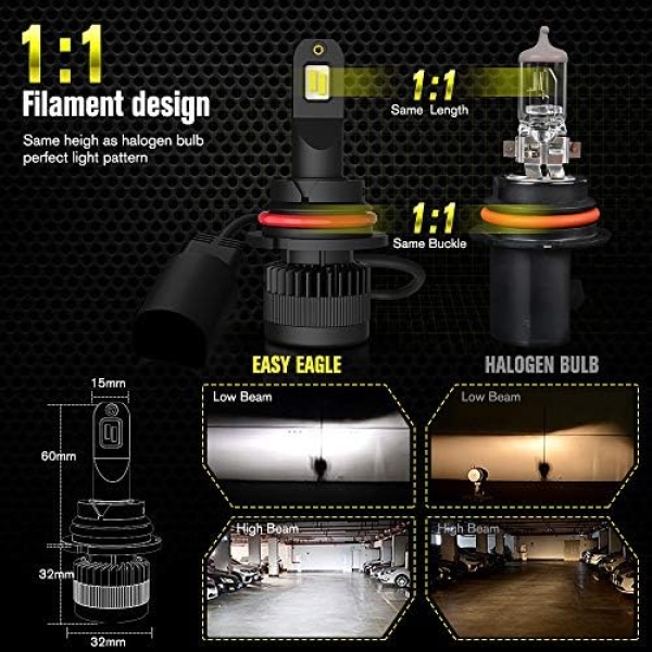 EASY EAGLE 9004 LED Headlight Bulbs, 60W 12000Lumens Extremely Bright - Image 6