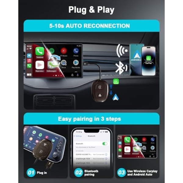 LXJADAP 2-in-1 Wireless CarPlay Adapter & Android Auto Wireless Car - Image 7
