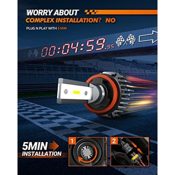 SEALIGHT H11 H8 H9 LED Headlight Bulbs, 18000 Lumens Low Beam LED Bulbs - Image 7
