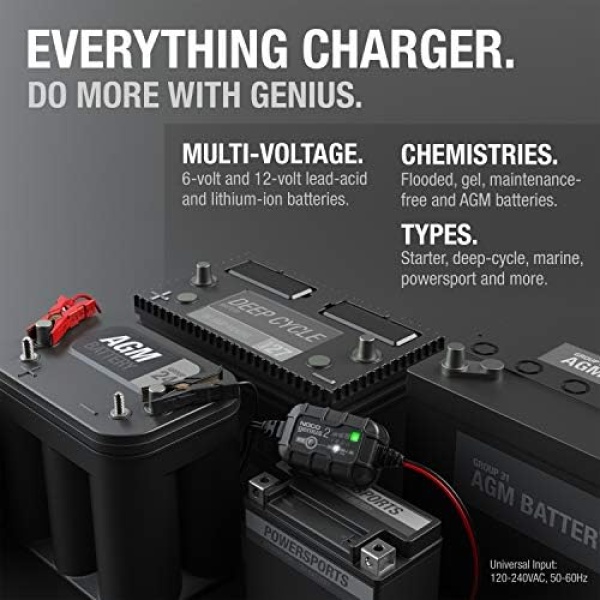 NOCO GENIUS2, 2A Car Battery Charger, 6V and 12V Automotive Battery Charger - Image 5