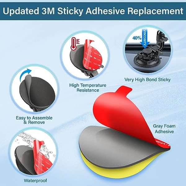 volport Sticky Adhesive Replacement for Dashboard Suction Cup Mount, 80mm - Image 7