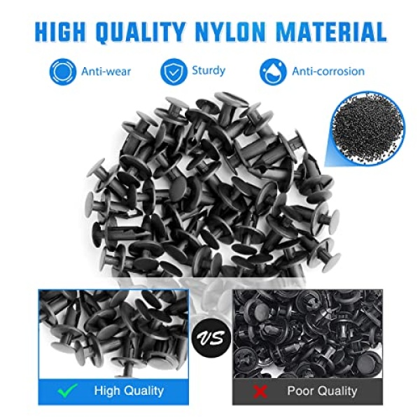 Yesker Car Bumper Clips, Push Bumper Fastener Rivet Clips, 8mm Hole Size Nylon - Image 3