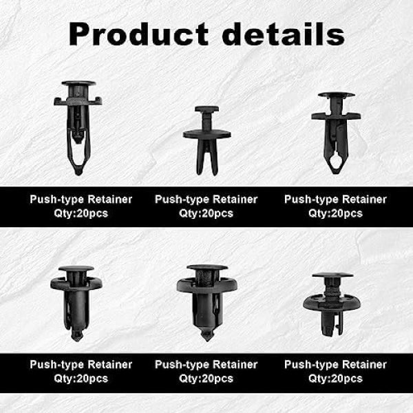 120pcs Retainer Clips Push Type Fasteners 6.8mm 8mm 9mm 10mm - Expansion Screws - Image 4