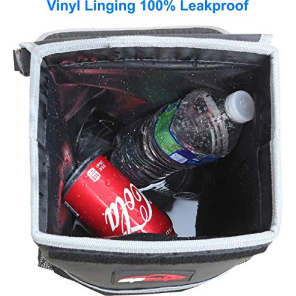 EPAuto Waterproof Car Trash Can with Lid and Storage Pockets, Black - Image 5