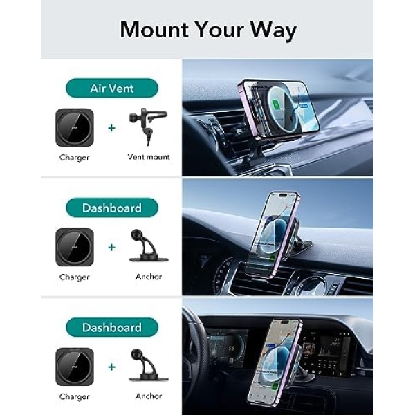 ESR Fits Magsafe Car Mount Charger 15W, Compatible with Magsafe Car Charger - Image 6