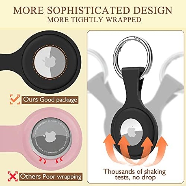 4 Pack AirTag Holder with Keychain - wanchel AirTag case with Anti-Lost Keychain - Image 3