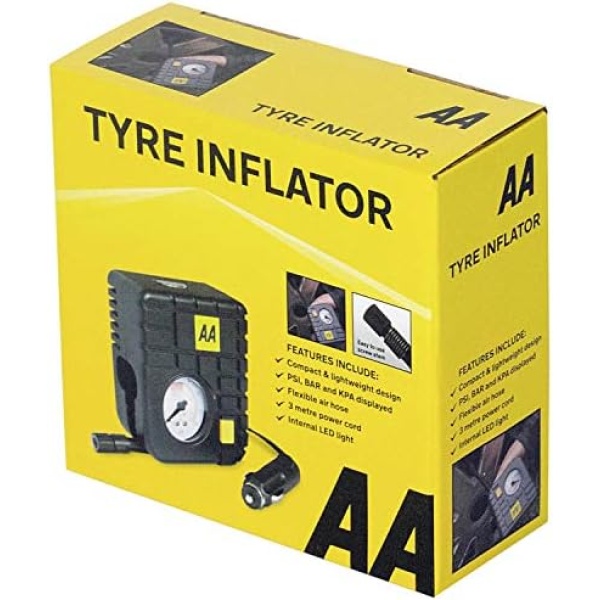 AA Car Essentials 12V Compact Tyre Inflator AA5007 – For Cars Vans Motorbikes - Image 3