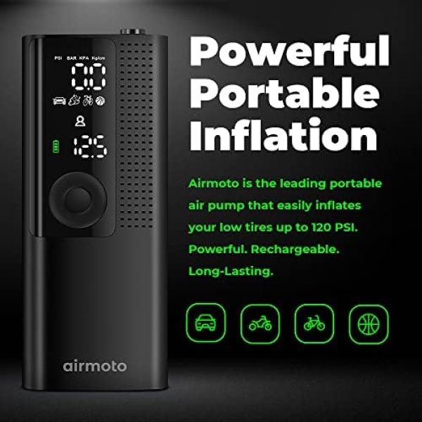 Airmoto Tire Inflator Portable Air Compressor/Pump for Car Tires w/Digital Tire - Image 2