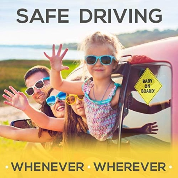 Baby On Board Sticker Sign - Essential for Cars - 5" by 5" - Bright Yellow and - Image 6
