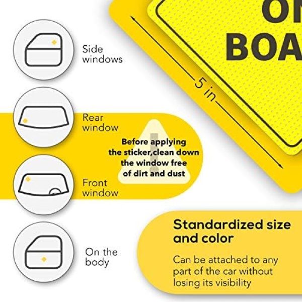 Baby On Board Sticker Sign - Essential for Cars - 5" by 5" - Bright Yellow and - Image 7
