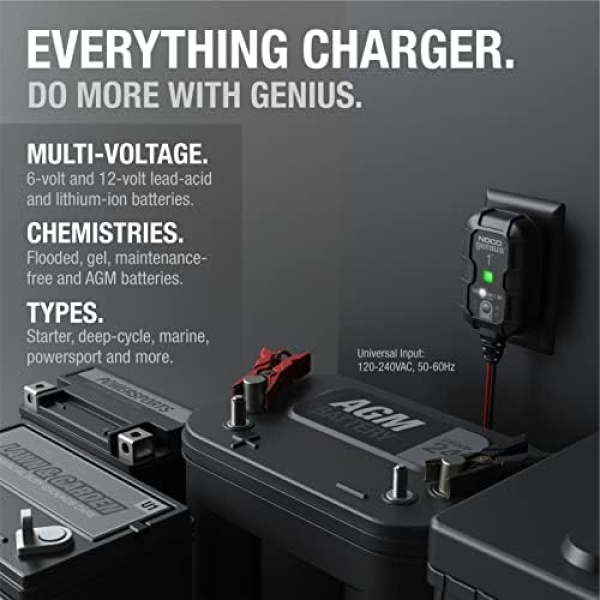 NOCO GENIUS1, 1A Car Battery Charger, 6V and 12V Automotive Battery Charger - Image 5