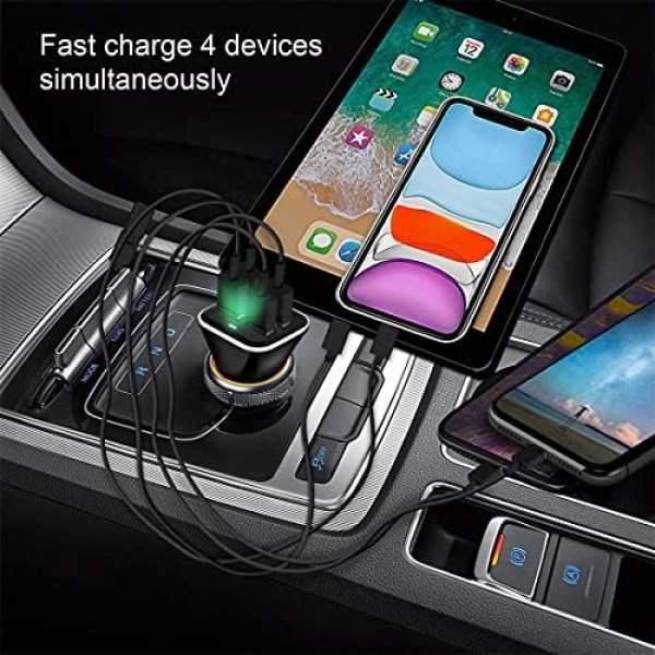 USB Car Charger Adapter, QC 3.0 Fast car Charger, 4-Port Multi 9.6 Amp 48W - Image 6