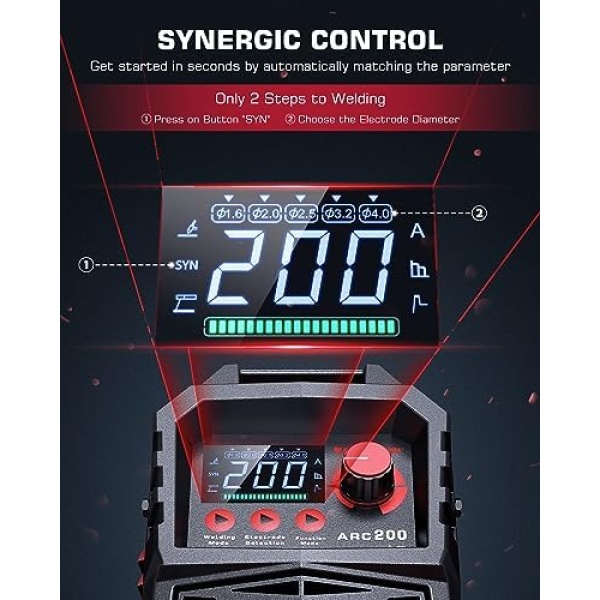 ARCCAPTAIN Stick Welder, [Large LED Display] 200A ARC/Lift TIG Welding Machine - Image 2