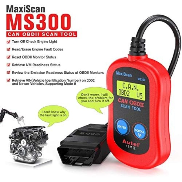 Autel MS300 OBD2 Scanner Code Reader, Turn Off Check Engine Light, Read & Erase - Image 2