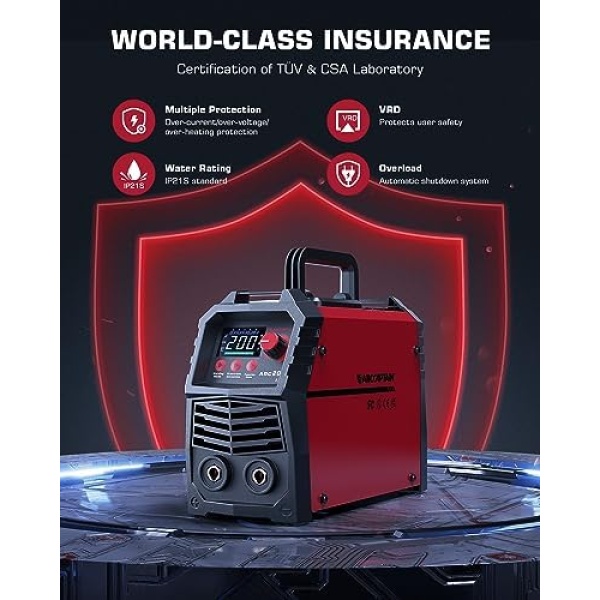 ARCCAPTAIN Stick Welder, [Large LED Display] 200A ARC/Lift TIG Welding Machine - Image 4