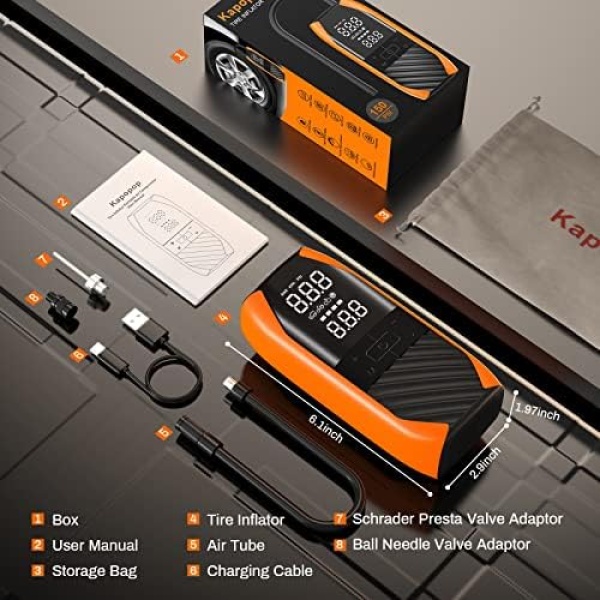 Kapopop K1 Tire Inflator Portable Air Compressor,150 PSI Electric Air Pump - Image 9