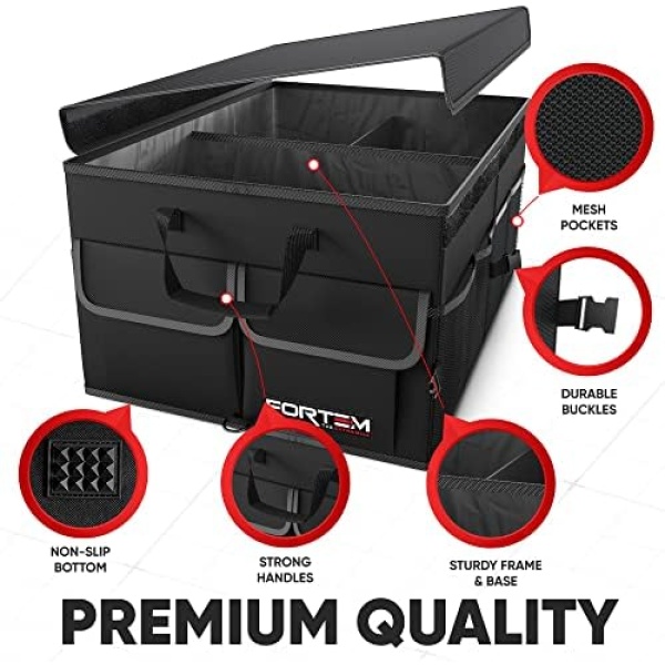 FORTEM Car Trunk Organizer, Car Storage Organizer, Collapsible Multi Compartment - Image 2