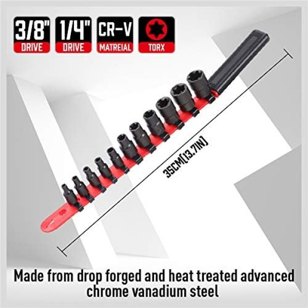 SEDY 11-Piece E-Torx Socket Set - Star Socket Set with Socket Rail - Image 6
