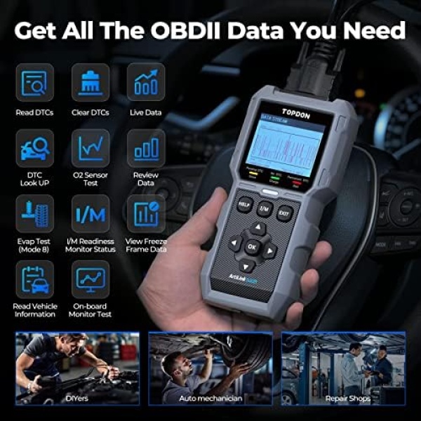 TOPDON AL500B OBD2 Scanner Battery Tester 2 in 1 Code Reader, Full OBDII - Image 3