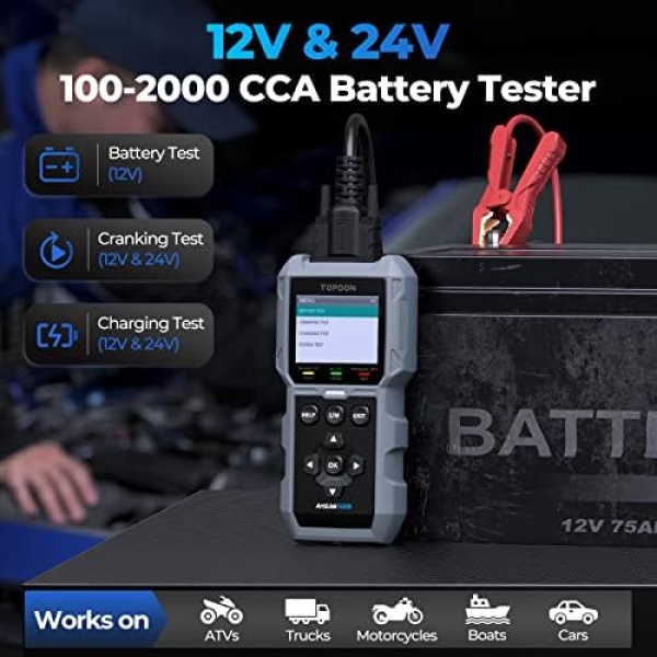 TOPDON AL500B OBD2 Scanner Battery Tester 2 in 1 Code Reader, Full OBDII - Image 4