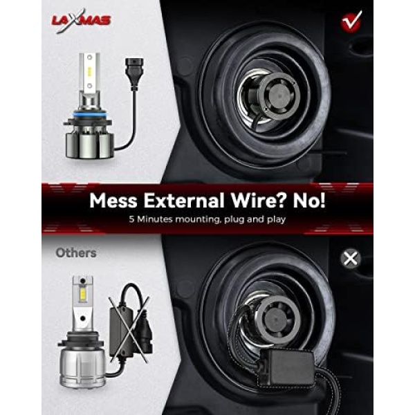 Laxmas 9006 HB4 LED Headlight Bulbs, 500% Brighter 16000LM 6500K White - Image 3