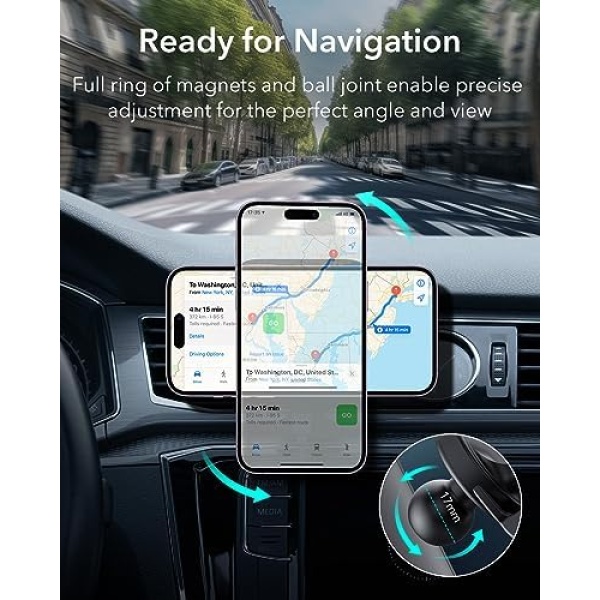 ESR Fits Magsafe Car Mount Charger 15W, Compatible with Magsafe Car Charger - Image 4