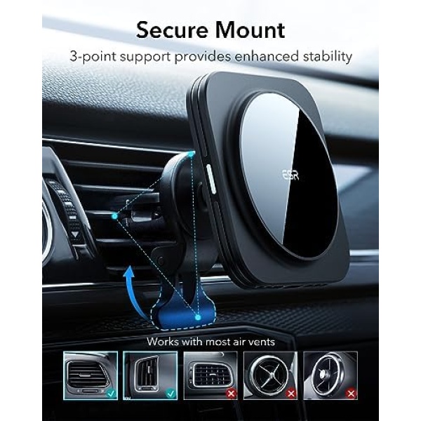 ESR Fits Magsafe Car Mount Charger 15W, Compatible with Magsafe Car Charger - Image 5