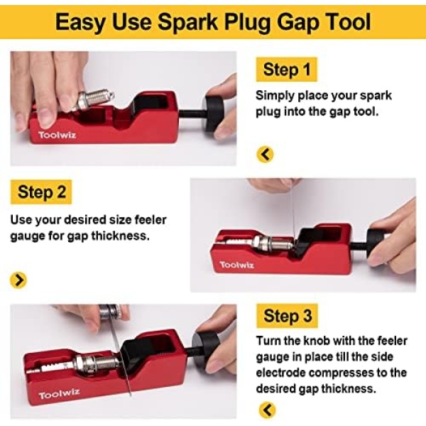 Toolwiz Spark Plug Gap Tool, Spark Plug Gapping Tool with 32 Blade Steel Feeler - Image 4