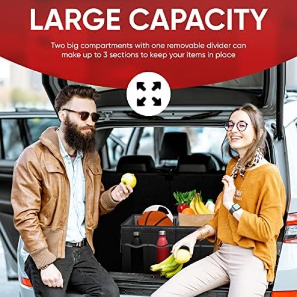 FORTEM Car Trunk Organizer, Car Storage Organizer, Collapsible Multi Compartment - Image 4