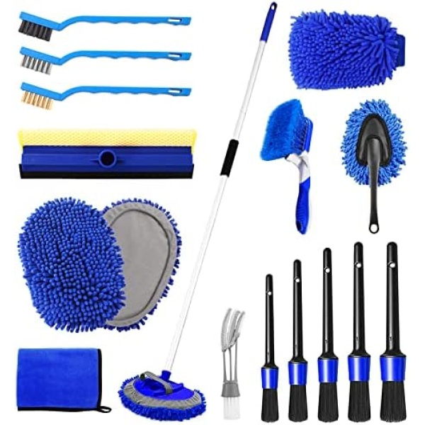 62'' Car Wash Brush Kit Mitt Mop Sponge with Long Handle, 1 Chenille