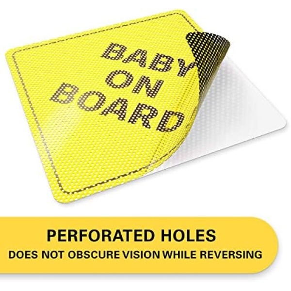 Baby On Board Sticker Sign - Essential for Cars - 5" by 5" - Bright Yellow and - Image 4