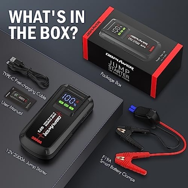 DBPOWER Jump Starter 2000A Peak Portable Car Jump Starter for Up to 8.0L Gas - Image 6