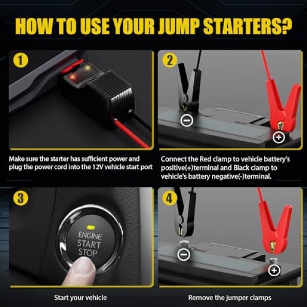 Gillaway 012 Jump Starter Battery Pack, 4000A Peak Car Battery Charger Jump - Image 6