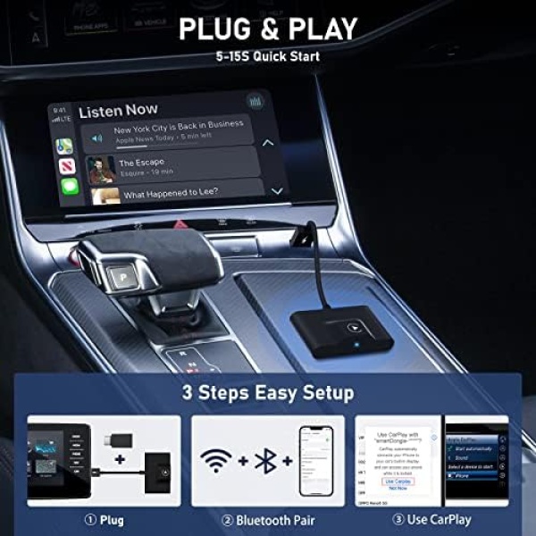Teeran CarPlay Wireless Adapter for Factory Wired CarPlay 2023 Upgrade Plug - Image 4