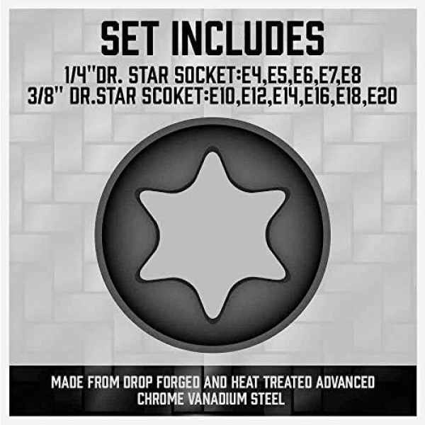 SEDY 11-Piece E-Torx Socket Set - Star Socket Set with Socket Rail - Image 7