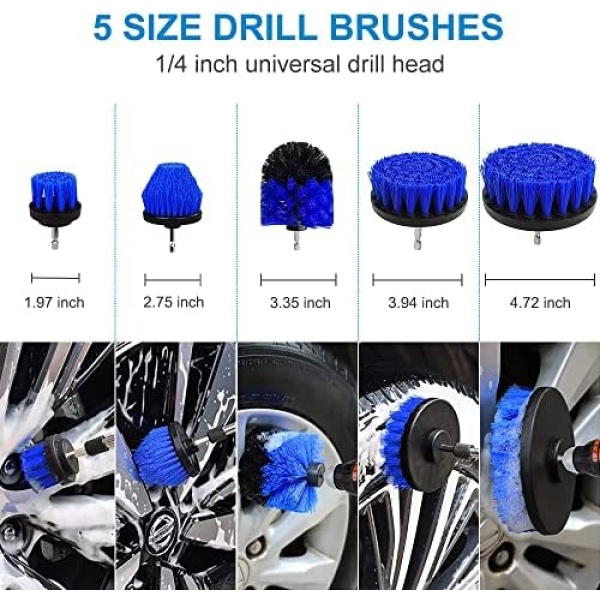 24PCS Car Detailing Brush Kit, YICOE Car Cleaning Kits with Auto Detailing Drill - Image 2
