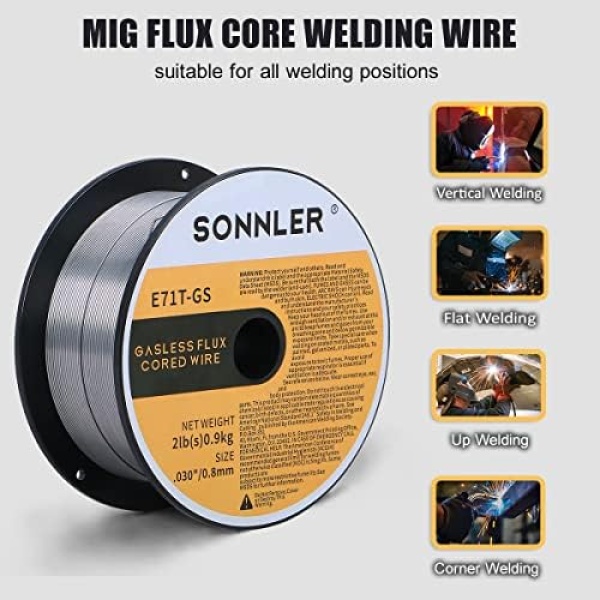 .030 Flux Core Welding Wire, SONNLER Mig Welding Wire, 2Lbs Low Splatter Mild - Image 2
