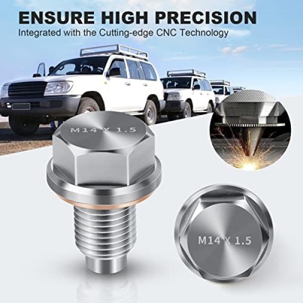 M14 x1.5 Magnetic Oil Drain Plug Stainless Steel Oil Pan Drain Bolt - Image 3