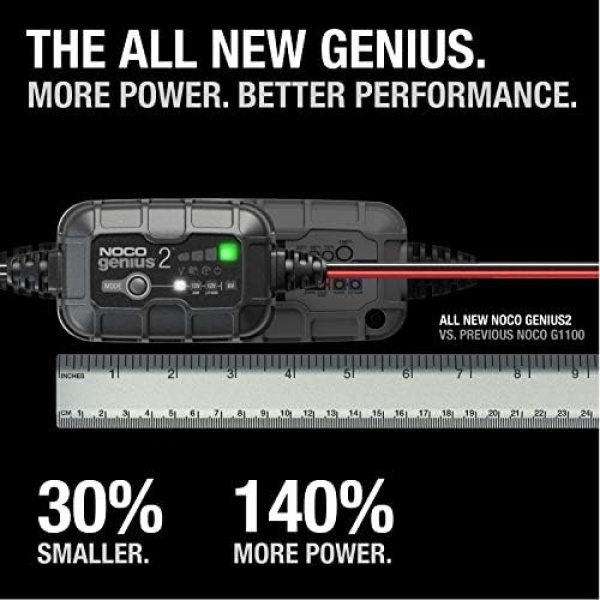 NOCO GENIUS2, 2A Car Battery Charger, 6V and 12V Automotive Battery Charger - Image 2