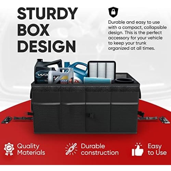 FORTEM Car Trunk Organizer, Car Storage Organizer, Collapsible Multi Compartment - Image 7