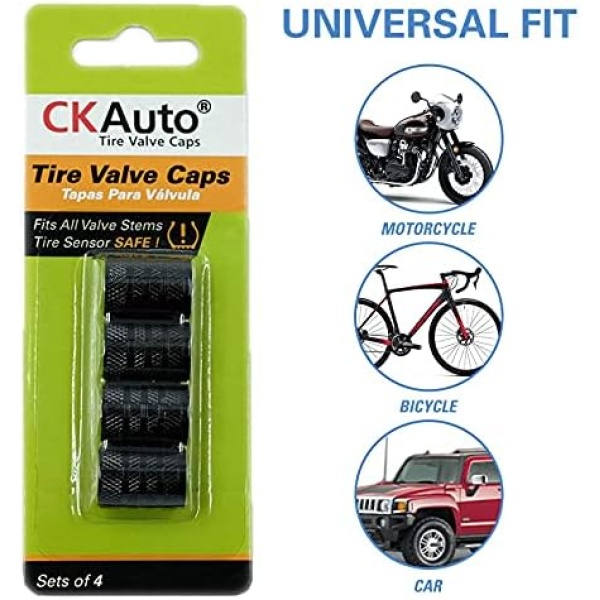CKAuto Tire Valve Stem Caps, Black, 4 pcs/Pack, Anodized Aluminum Tire Valve Cap - Image 5
