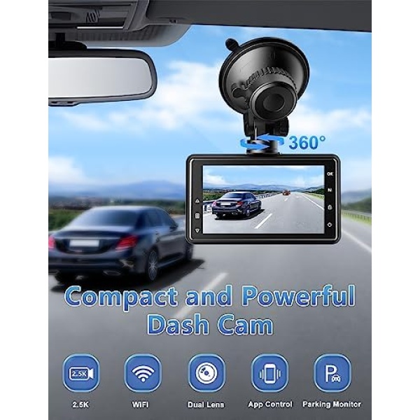 Dash Cam Front and Rear Camera, Otovoda 3Inch Screen Dash cam - Image 2