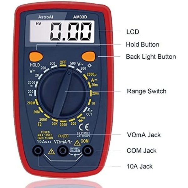 AstroAI Multimeter 2000 Counts Digital Multimeter with DC AC Voltmeter - Image 8