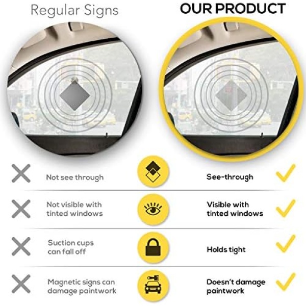 Baby On Board Sticker Sign - Essential for Cars - 5" by 5" - Bright Yellow and - Image 3