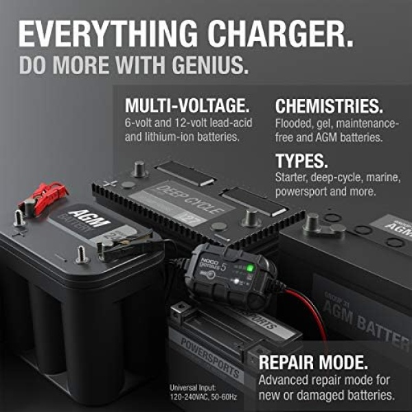 NOCO GENIUS5UK, 5A Car Battery Charger, 6V and 12V Portable Smart Charger - Image 5