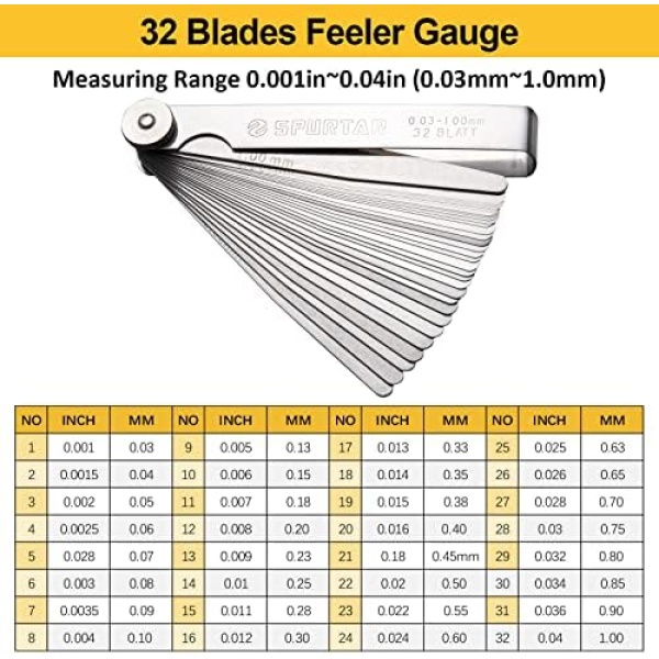 Toolwiz Spark Plug Gap Tool, Spark Plug Gapping Tool with 32 Blade Steel Feeler - Image 8